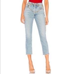 AGOLDE Riley High Rise Straight Crop in Zephyr Size 25